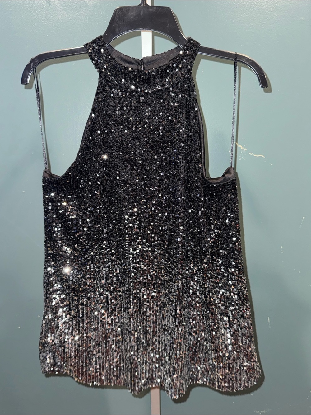 Cable & Gauge Black Sequin Halter-Style Tank Top